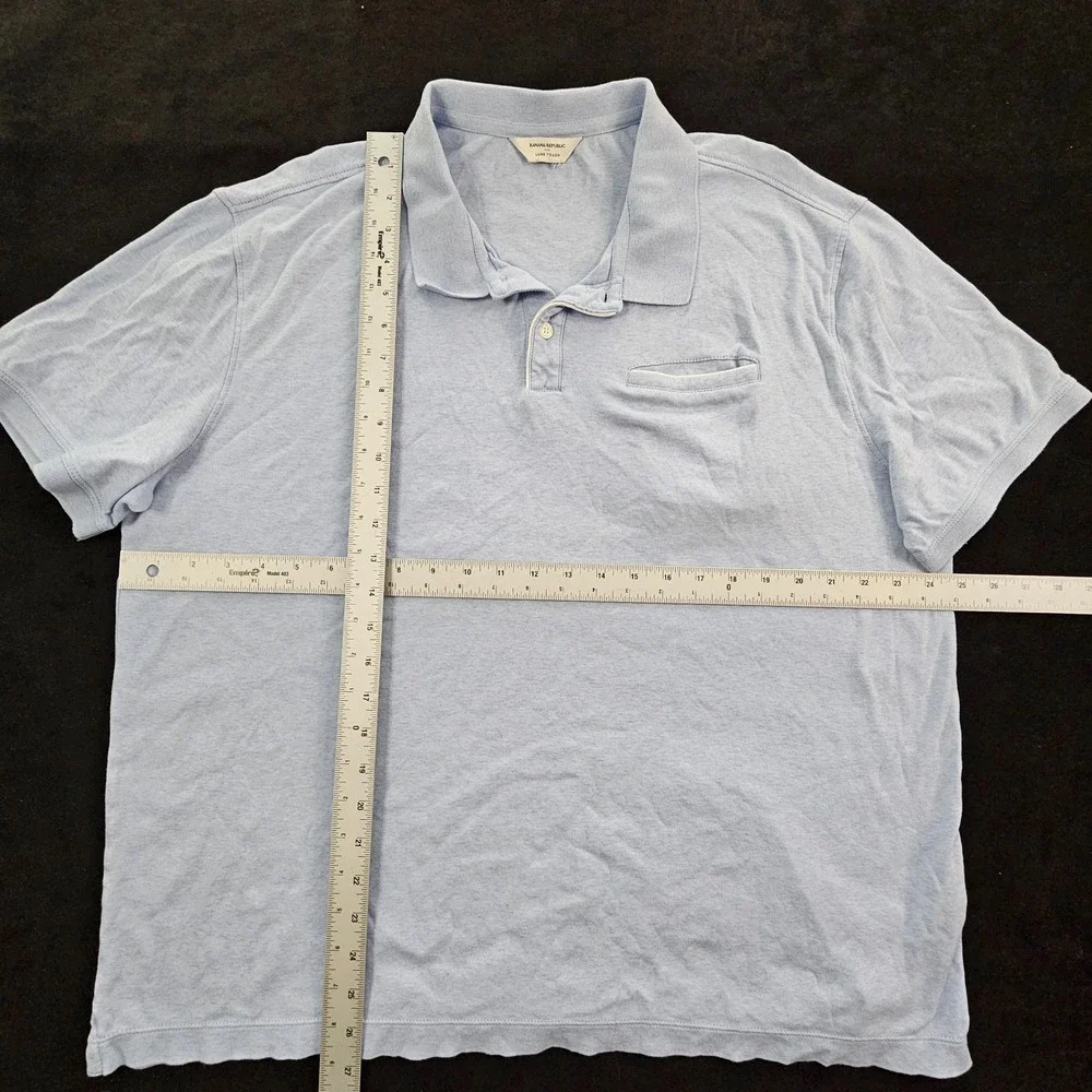 Banana Republic Luxe Touch Blue Short Sleeve Cotton Polo Shirt Men's XL